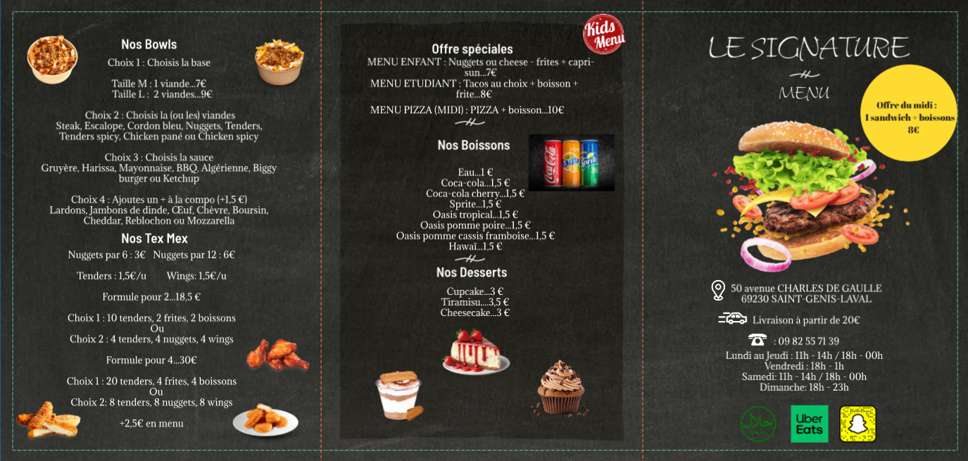 Menu restaurant bowls et plats Tex‑Mex Lyon Sud